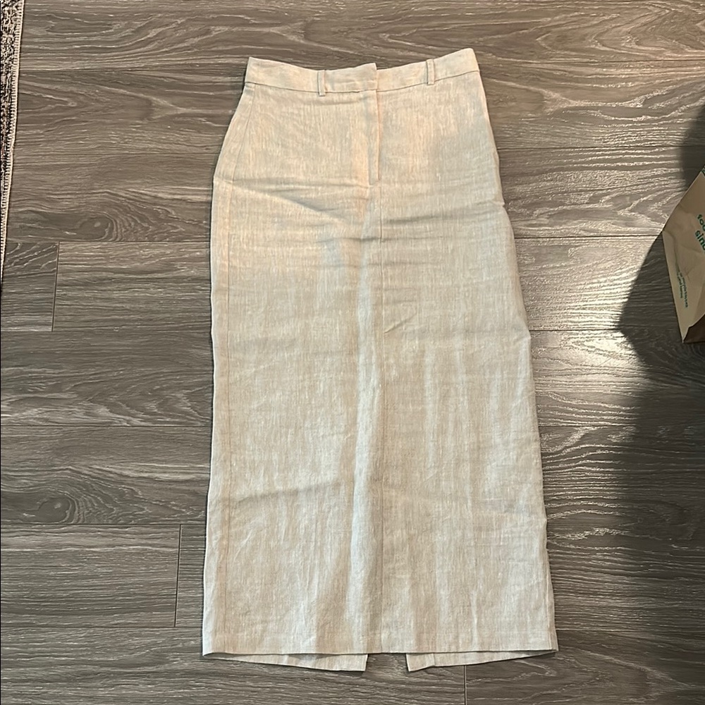 Reformation linen Midi Pencil Skirt with back Slit